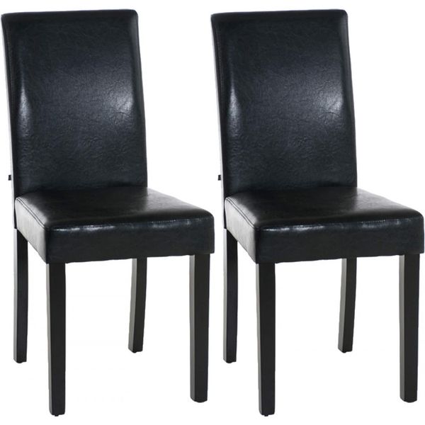 Clp Set Di 2 Sedie Da Pranzo Ina In Pelle Finta Con Struttura In Legno, Nero Nero-image