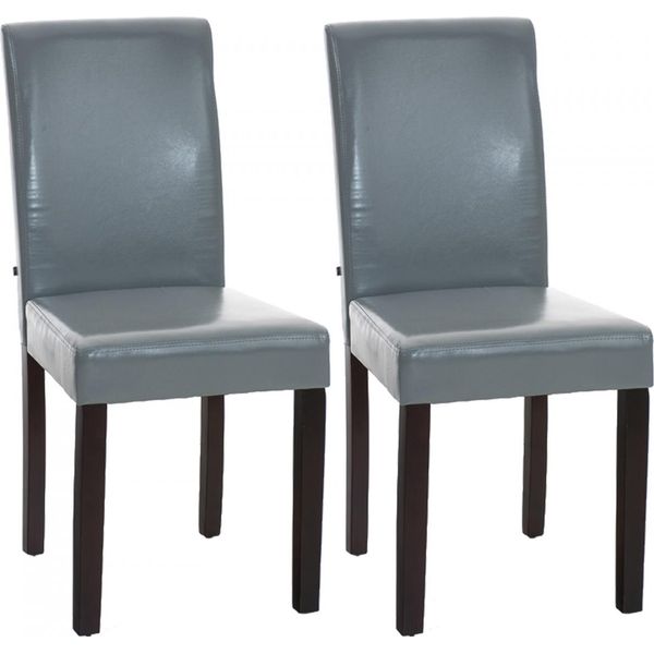 Clp Set Di 2 Sedie Da Pranzo Ina In Pelle Finta Con Struttura In Legno, Grigio Marrone Scuro-image