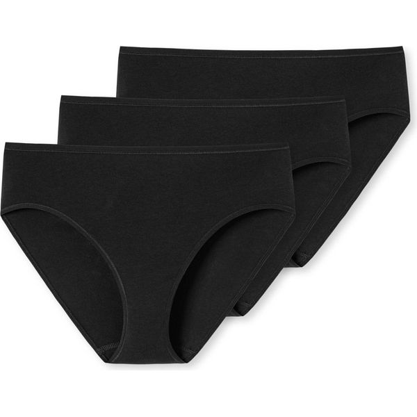 Schiesser Damen Slips 3Er Pack - Jazz-Pants, Cotone Essentials, Basic, Stretch Schwarz 36 (Gr. Small)-image