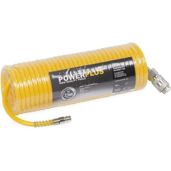 Powerplus Tubo Per Aria Compressa Inpoliuretanotubo A Spirale Per Aria Compressa 7,5 M 12 Bar + Raccordi-image