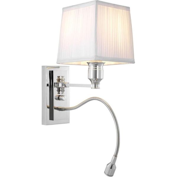 Casa Padrino Lampada Da Parete Argento Con Paralume Bianco 14 X 25 X H. 30,5 Cm - Collezione Hotel-image