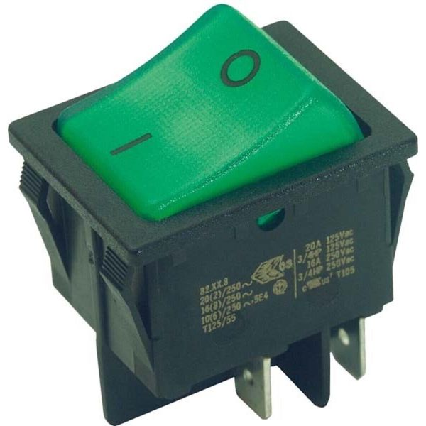 Interruttore A Bilanciere Bachmann Serie 3652, Interruttore Di Spegnimento, Carico, 2 Poli, Nero / Verde-image