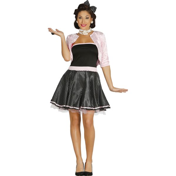 Rockabilly Joie De Vivre Retro Chic Fifties Style Pink Glamour Party Outfit Carnival Chic, Taglia: 42 - 44 (L) Colore: Rosa-image