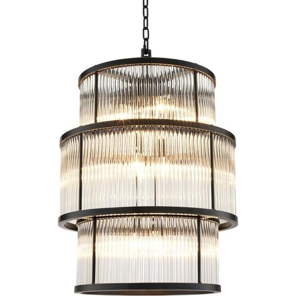 Lampadario Casa Padrino In Bronzo Con Vetro Vintage 55 X H. 78 Cm - Mobili Soggiorno-image