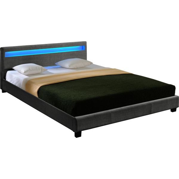 Led Tessile Letto Matrimoniale Imbottito 140X200Cm Struttura Letto Tessuto Corium-image