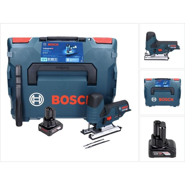 Bosch Gst 12V-70 Professional Seghetto Alternativo A Batteria In Valigetta L-Boxx + 1X Batteria Gba 12 V 6,0 Ah-image