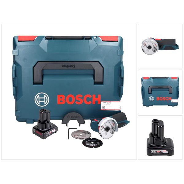 Bosch Gws 12V-76 Smerigliatrice Angolare Professionale A Batteria 12 V 76 Mm Senza Spazzole + 1X Batteria Ricaricabile 6,0 Ah + L-Boxx - Senza Caricabatterie-image