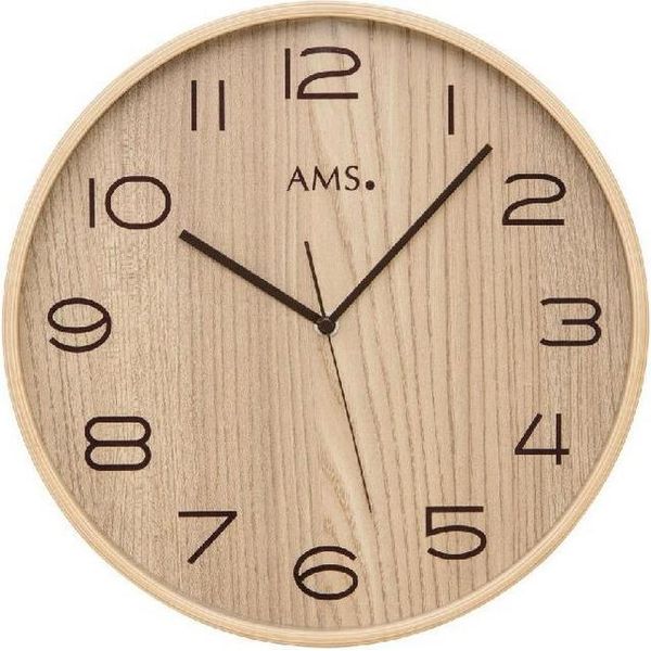 Ams 5514 Orologio Da Parete Radiocontrollato Orologio Da Parete Analogico In Legno Marrone Naturale-image