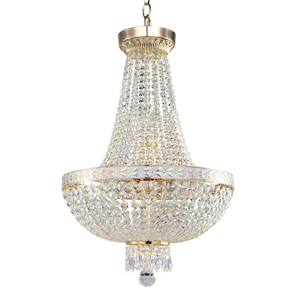 Lampada A Sospensione, Metallo, Oro, Cristalli, D 40 Cm-image