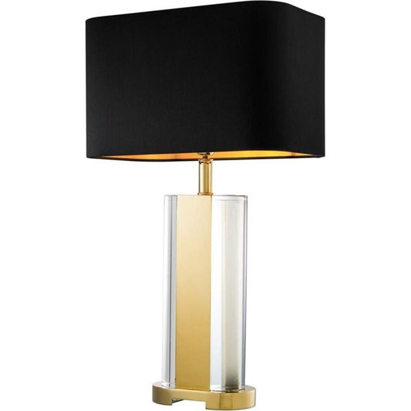 Lampada Da Tavolo In Cristallo Casa Padrino In Oro Con Paralume Nero - Designer Collection-image
