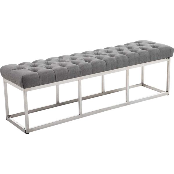 Panca Clp In Tessuto Amun Con Struttura In Acciaio Inox, Grigio 150 Cm-image