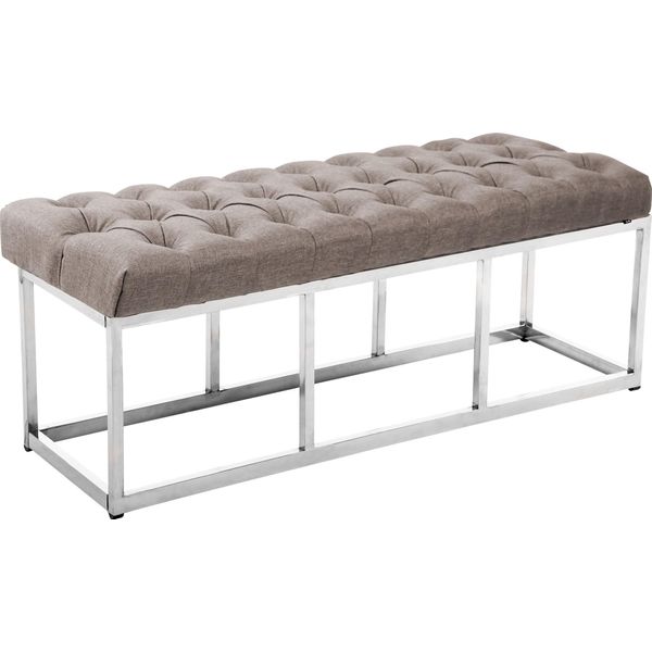 Panca Clp Amun In Tessuto Con Struttura In Acciaio Inox, Tortora 120 Cm-image
