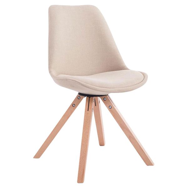Clp Sedia Visitatore Toulouse Quadrata In Tessuto Con Cuscino Di Seduta E Gambe Angolari In Legno, Crema Naturale-image