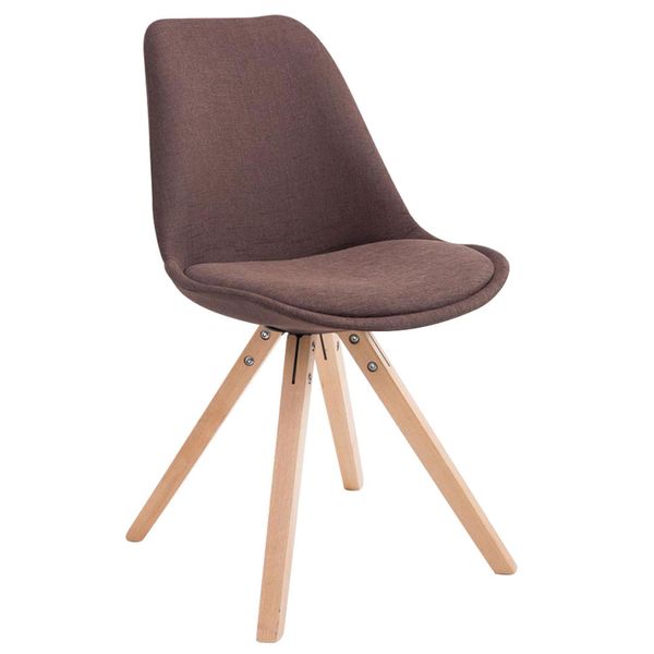 Clp Sedia Visitatore Toulouse Quadrata In Tessuto Con Cuscino Di Seduta E Gambe Angolari In Legno, Marrone Naturale-image