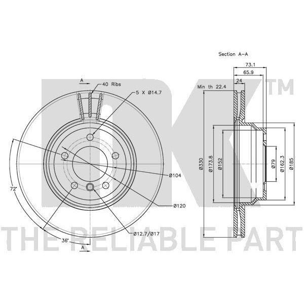 2X Disco Freno Nk 311568 Per Bmw 3 Touring (E91) 3 Sedan (E90) X1 (E84)-image