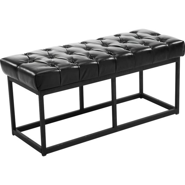 Panca Clp Amun In Pelle Finta Con Struttura In Metallo Nero, Nero 100 Cm-image