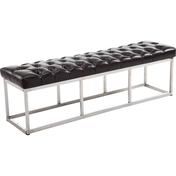 Panca Clp Amun In Pelle Finta Con Struttura In Acciaio Inox, Marrone 150 Cm-image