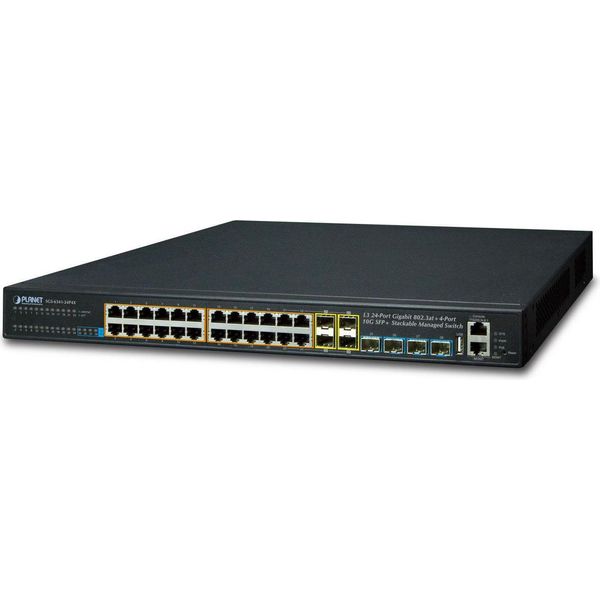 Planet SGS-6341-24P4X - Switch - L3 - Gestito - 24 X 10/100/1000 (Poe+) + 4 X 10 Gigabit Sfp+ - Montabile Su Rack --image