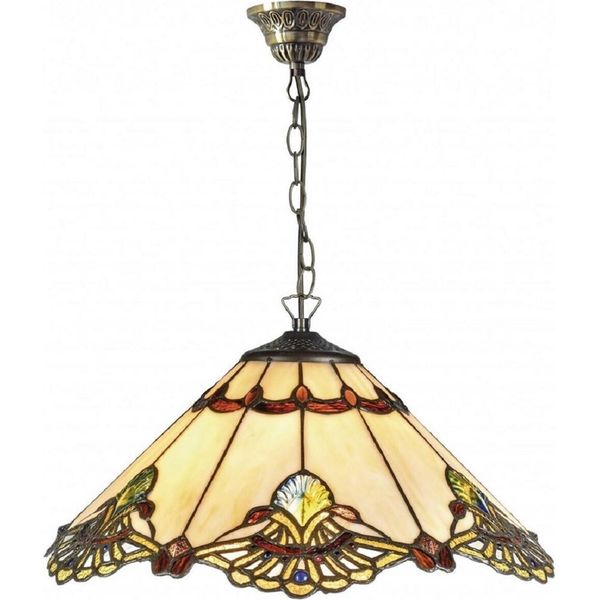 Casa Padrino Lampada A Sospensione Tiffany Multicolore Ø 40 X H. 93 Cm - Lampada A Sospensione Realizzata A Mano In 264 Parti-image