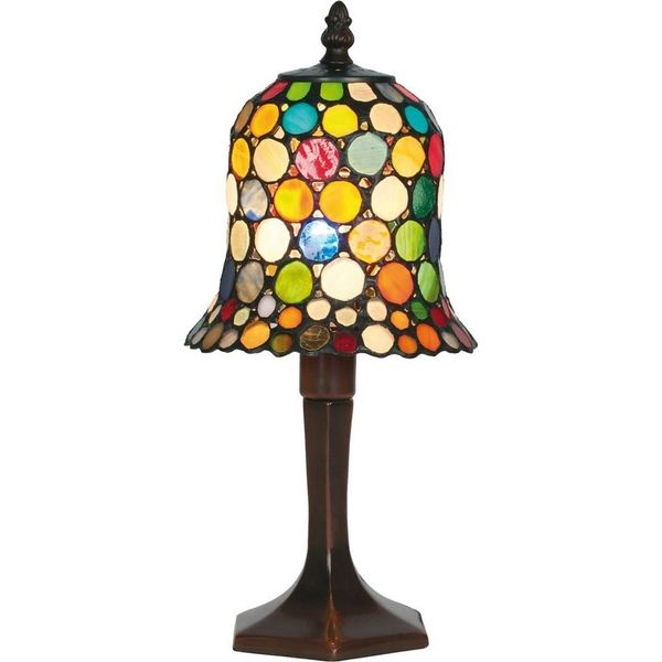 Casa Padrino Lampada Da Tavolo / Sgabello Tiffany Multicolore Ø 16 X H. 36 Cm - Lampada Decorativa Tiffany Fatta A Mano-image