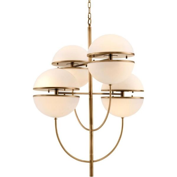 Casa Padrino Lampadario In Ottone Antico/Bianco Ø 81 X H. 107 Cm - Qualità Lusso-image