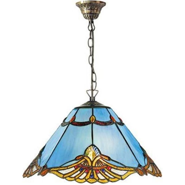 Casa Padrino Lampada A Sospensione Tiffany Blu / Multicolore Ø 40 X H. 82 Cm - Lampada A Sospensione Tiffany Fatta A Mano-image