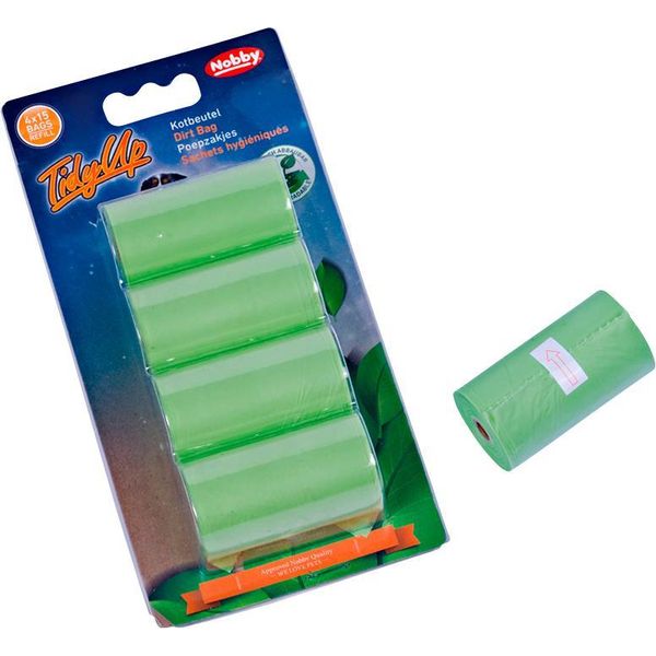 Nobby Tidyup Sacchetti Biodegradabili Per La Cacca Verdi 4 Rotoli Da 15 Sacchetti Ciascuno-image