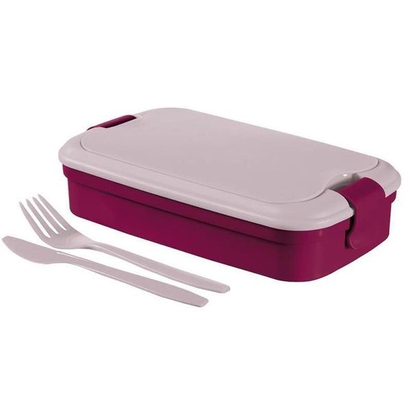 Scatola Curver Lunch'||Chr(38)||'Go 1300 Ml, Porta Pranzo, Viola, Contenitore Con Posate-image