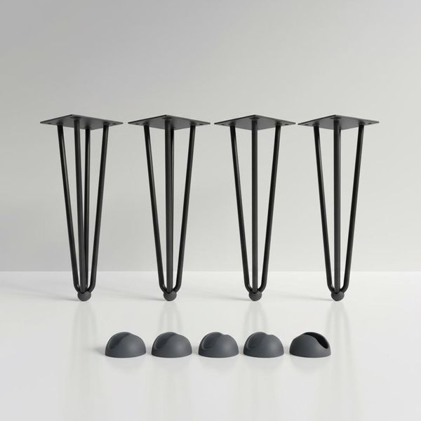 Mucola Gambe Del Tavolo Set Di 4 Gambe A Forcina Telaio Del Tavolo Pattini Del Tavolo Da Pranzo Gamba Del Tavolo - Nero 3 Puntoni 30CM-image