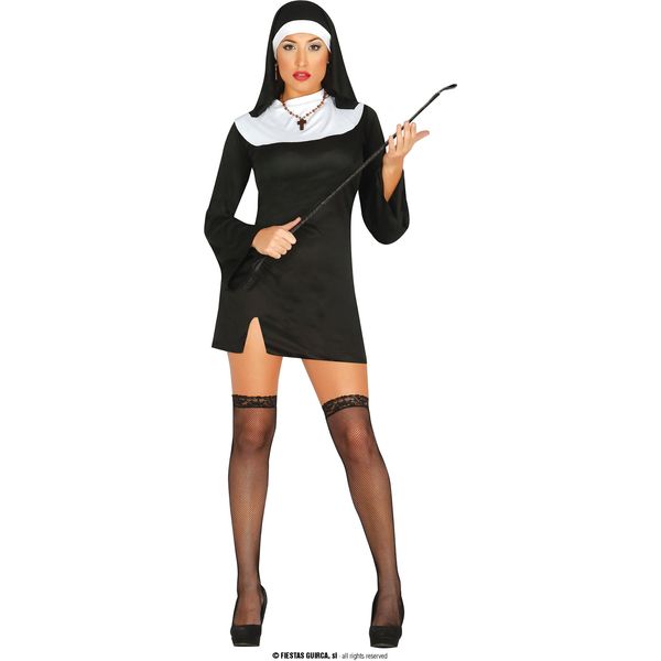 Religione Mistica Costume Da Suora Addio Al Celibato Tentazione Moderna Non Convenzionale Festa Sera Tempo Libero Sorprendente Elegante Intrigante, Taglia: 38 - 40 (M) Colore: Nero-image