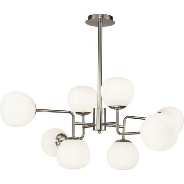 Casa Padrino Lampadario Argento / Bianco Ø 96 X H. 26,5 Cm - Lampadario Moderno Con Paralumi Rotondi In Vetro Satinato-image