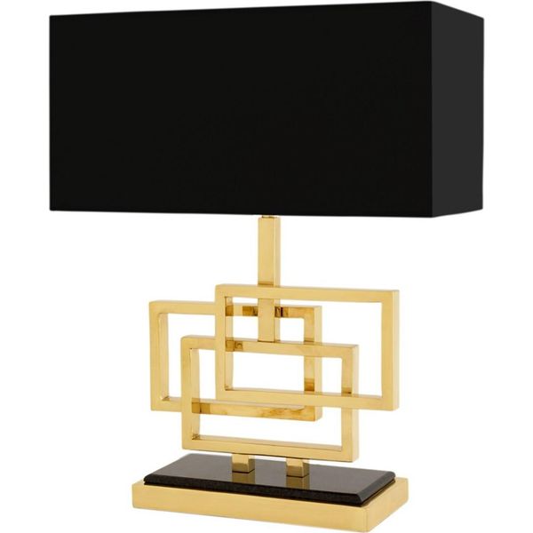 Casa Padrino Lampada Da Tavolo Oro / Paralume Nero 48 X 40 Cm - Lampada - Collezione Lusso-image