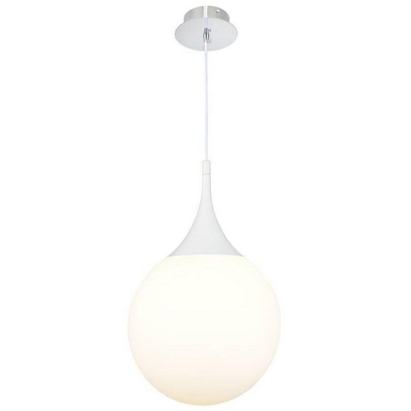 Casa Padrino Led A Sospensione Argento / Bianco Ø 30 X H. 150 Cm - Lampada A Sospensione Con Paralume In Vetro Satinato-image