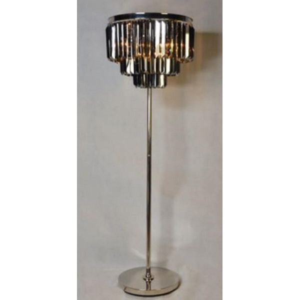 Casa Padrino Lampada Da Terra Argento / Nero Ø 54 X H. 161 Cm - Lampada Da Terra Rotonda Con Vetro Di Cristallo-image