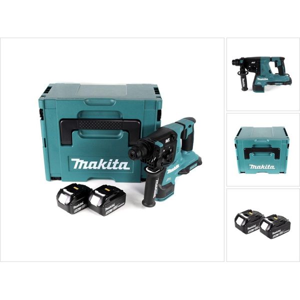 Makita Dhr 280 Tj 2 X 18 V 36 V Li-Ion Batteria Trapano A Percussione Brushless 28 Mm Per SDS-PLUS In Makpac + 2 X 5,0 Ah Batteria - Senza Caricabatteria-image