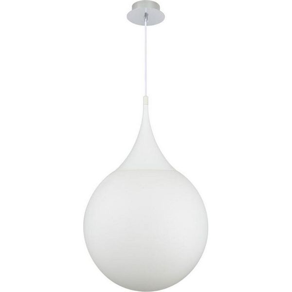 Casa Padrino Led A Sospensione Argento / Bianco Ø 40 X H. 150 Cm - Lampada A Sospensione Con Paralume In Vetro Satinato-image