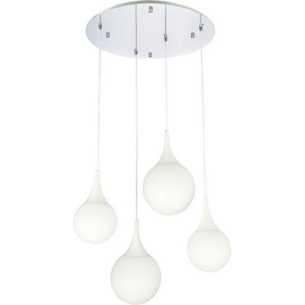 Casa Padrino Lampada A Sospensione Led Argento / Bianco Ø 52,5 X H. 150 Cm - Lampada A Sospensione Con Paralumi In Vetro Satinato-image