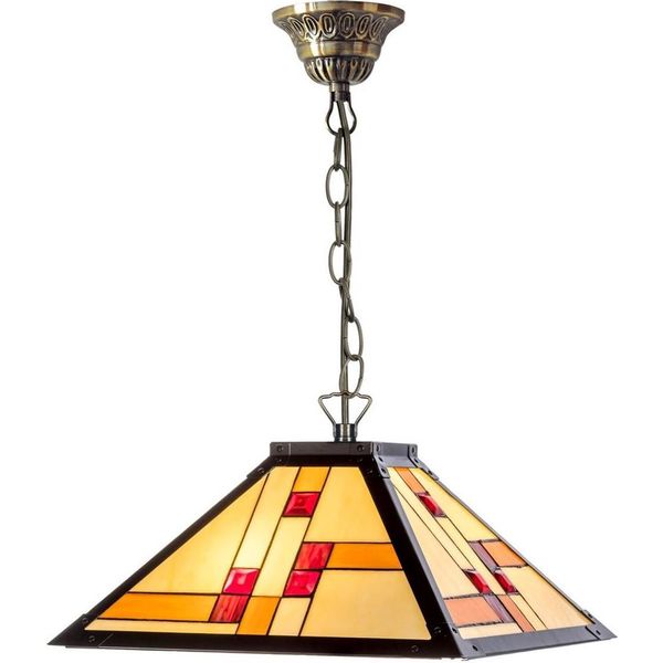 Casa Padrino Lampada A Sospensione Tiffany Nera / Multicolore 40 X 40 Cm - Lampada A Sospensione Realizzata A Mano In 64 Parti-image