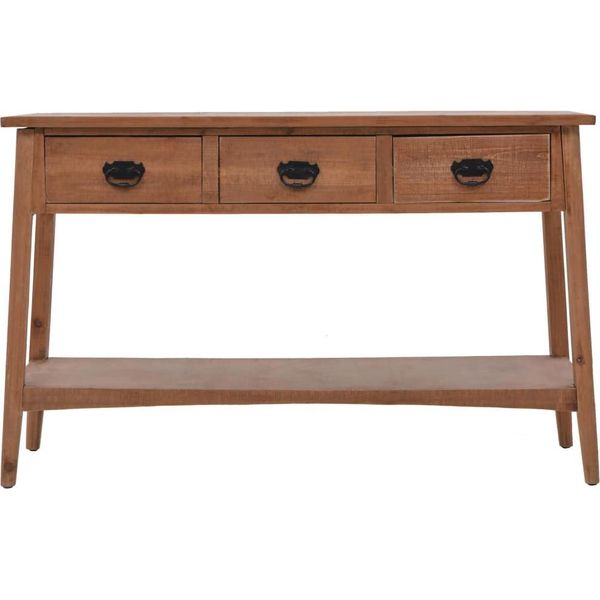 Tavolo Consolle In Legno Di Abete Massiccio 126X40X77,5 Cm Marrone-image