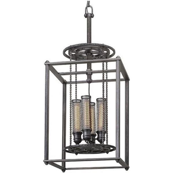 Casa Padrino Lampada A Sospensione / Lampada Industriale Color Peltro Antico 41,9 X 41,9 X H. 97,2 Cm - Collezione Luxury-image