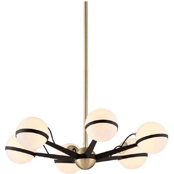 Casa Padrino Lampadario A Led Bronzo / Ottone / Bianco Ø 70,5 X H. 16,5 Cm - Lampadario Con Paralumi Sferici - Qualità-image