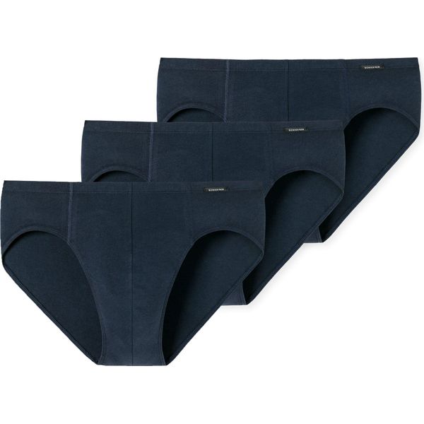 Slip Da Uomo Schiesser Confezione Da 3 Pezzi - Supermini, Rio Slip, Essentials, Cotone Stretch Blu Scuro L-image