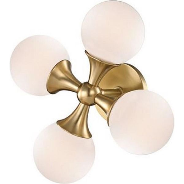 Casa Padrino Lampada Da Parete A Led Colore Ottone Antico/Bianco 35,6 X 17,2 X H. 35,6 Cm - Lampada Da Parete Con Paralumi Sferici In Vetro-image