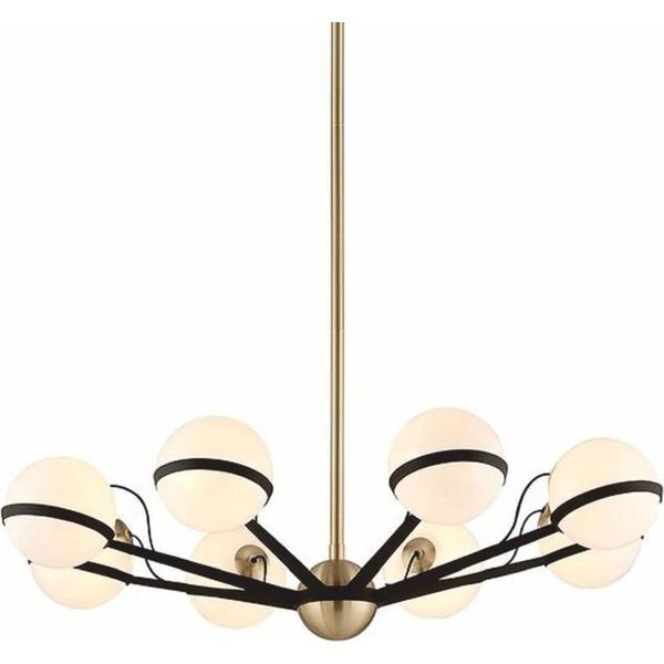 Casa Padrino Lampadario A Led Bronzo / Ottone / Bianco Ø 95,9 X H. 22,9 Cm - Lampadario Con Paralumi Sferici - Qualità-image