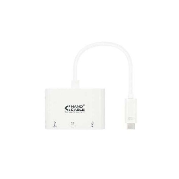Convertitore Nanocable 10.16.4302/ Usb Tipo-C Maschio - Hdmi Femmina/ Usb Tipo-C Femmina/ Usb Femmina/ 15 Cm/ Bianco-image
