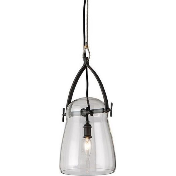 Casa Padrino Lampada A Sospensione Nera Ø 20,3 X H. 41,3 Cm - Lampada A Sospensione Con Paralume Rotondo In Vetro-image