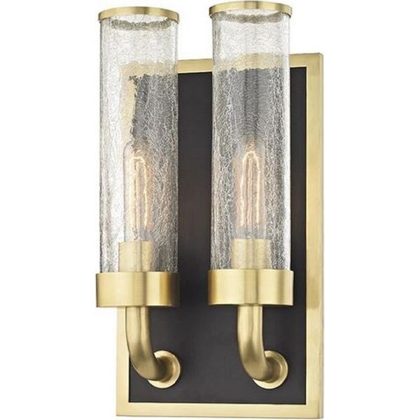 Casa Padrino Lampada Da Parete Doppia In Ottone Antico/Nero 22,9 X 12,7 X H. 42,6 Cm - Qualità-image