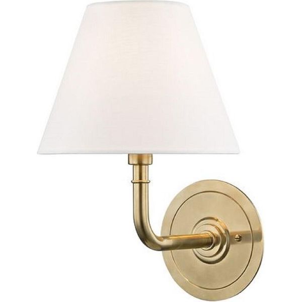 Casa Padrino Lampada Da Parete In Ottone Antico / Bianco 20,3 X 24,1 X H. 28,6 Cm - Lampada Da Parete Per Hotel E Ristoranti-image