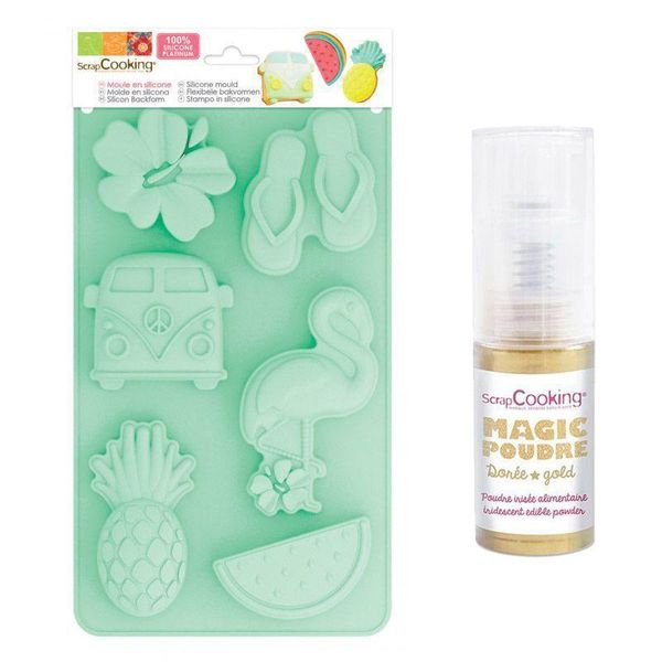 Stampi Per Torte In Silicone Estate + Polvere Alimentare Dorata-image