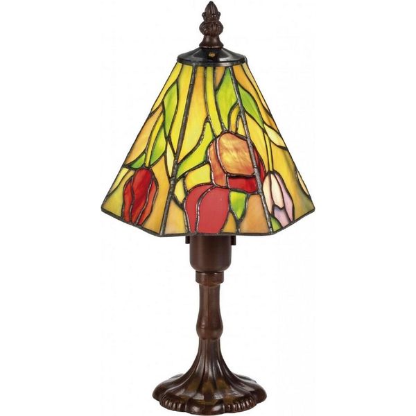 Casa Padrino Lampada Da Tavolo / Sgabello Tiffany Rose Multicolore Ø 15 X H. 30 Cm - Qualità-image